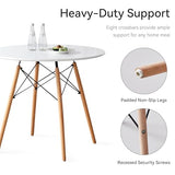 Lecafur HL 5-Piece Round Dining Table Set, Small 35.5" Kitchen Table Chairs Set of 4 Space Saving Furniture, Plastic Seats, Solid Wood Legs, for Living Room Apartment Office Home, White Lecafur HL