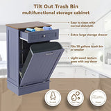 LOUVIXA Tilt Out Trash Can Cabinet, Blue, 10 Gallon Capacity, Wood Material, Dimensions 20.4"L x 13.5"W x 35.4"H LOUVIXA