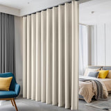 Hoeflife Room Divider Curtains Blackout Floor to Ceiling Curtain with Hook Wall Mount Sliding Door Curtains Ceiling Mount Extra Wide Curtain Wall Divider for Room Separation (Beige, W100 x H84 Inch) hoeflife