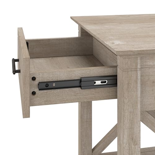 Bush Furniture Key West Small End Table with Storage Modern Farmhouse Accent Shelf for Living Room in Washed Gray