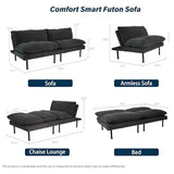 Ribilake 70" Futon Sofa Bed, 4 in 1 Multi-Function Couch Sleeper with Adjustable Backrest, Modern Convertible Futon, Recliner Small Loveseat for Living Room, Office, Grey Ribilake