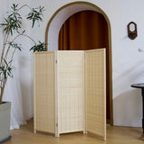 Pawlabay 3 Panel Short Panel Divider Screen,3.95 FT Tall Bamboo Room Divider Folding Privacy Screen,Short Panel Divider Freestanding Room Divider for Room Seperation,Beige PawlaBay