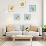 ERKOON Embroidery Kit for Beginners, 5 Sets Flower Cross Stitch Set for Adults Include Embroidery Cloth Hoops Threads for Craft Lover Hand Stitch with Skill Techniques (Bouquet)
