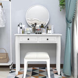 DMAITH Small White Writing Desk with Hutch – 32" Home Office Desk with Drawers | Compact Computer Desk, Vanity Makeup Table for Bedroom or Study Room DMAITH