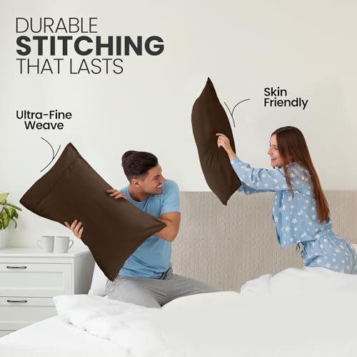 Utopia Bedding King Pillow Cases - 2 Pack - Envelope Closure - Soft Brushed Microfiber Fabric - Shrinkage and Fade Resistant Pillow Covers King Size 20 X 40 Inches (King, Brown) Utopia Bedding