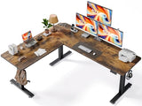 SIAGO L-Shaped Standing Desk - 75 x 63 Inch Adjustable Corner Standing Desk with Charging Station - L Shape Sit Stand Table with Memory Controller, Splice Board for Home Office SIAGO