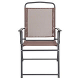 Flash Furniture Nantucket 6-Piece Patio Dining Set with Glass Table, 4 Folding Chairs, and Umbrella, Outdoor Patio Set, Brown Flash Furniture