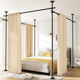 SUNALLY Room Divider Curtain Rod, No Drilling Wall Divider for Room Separation, 4-10ft(H) 28-171inch(W) Adjustable Heavy Duty Partition Space Separator Freestanding Tension Curtain Stand, Black SUNALLY