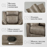 Lexicon Recliner Chair, Home Theater Seating, Manual Polished Microfiber Upholstery Reclining Chair, 39.5" W Recliner, Sandy Brown