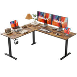 Agilestic L Shaped Standing Desk Adjustable Height, Electric Corner Standing Desk, 63 x 55 inch Sit Stand Computer Table with Splice Board, Rustic Brown Agilestic