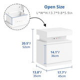 Cozy Castle LED Nightstand, LED Night Stand with Charging Station,Storage and Flip Top, Small End Side Table for Bedroom, Living Room (1, White) Cozy Castle