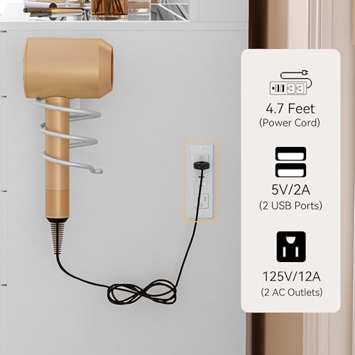 DWVO Vanity Desk Set with Mirror & Power Outlets, Vanity Table with 3 Dimmable Light Colors, 10 Drawers, Hair Dryer Rack – Modern Makeup Table with Hidden Storage Stool DWVO