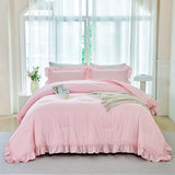 ANGIYUIN 5 Pieces Pink Twin Size Comforter Set for Girls Ruffled Kids Bed in A Bag with Sheet Sets Farmhouse Shabby Bedding Sets with Ruffle Soft Fluffy Bed Sets (Pink Twin) ANGIYUIN