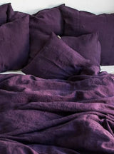 Gaytri Handicraft Linen Duvet Cover in Plum. King Queen Twin Full Double Single Size Dark Purple Linen Bedding Cover Set (Twin 68x90'') Generic