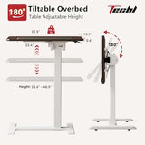 TecbL 180° Tiltable Mobile Standing Desk, Overbed Table with Wheels, 25.6" - 40.5" Height Adjustable Bedside Table, Portable Rolling Computer Desk for Home Office, Hospital (Walnut) TecbL