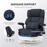750lbs Heavy Duty Desk Chair with 3D Kneading Massage, Big and Tall Office Chairs with Ergonomic Support, 4D Armrests, 5 Quiet Dual Rubber Wheel, Thick Spring Cushion(Black-Fabric) CHAIRKER