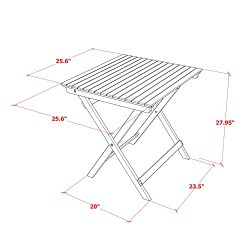 East West Furniture Selma 3 Piece Patio Bistro Outdoor Set Contains a Square Acacia Wood Coffee Table and 2 Folding Arm Chairs, 26x26 Inch, Natural Oil East West Furniture