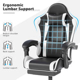 OS MOTOR Gaming Chair with Headrest and Lumbar Support, Ergonomic High Back Office Chair, Racing Style Executive Computer Desk Chair, Leather Adjustable Swivel Task Chair for Home Office (White) OS MOTOR