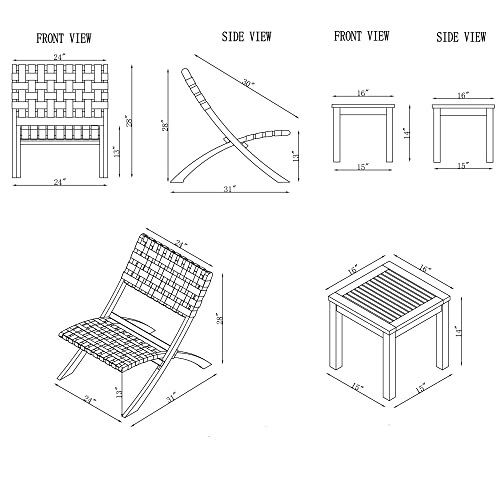 Alaterre Furniture Barre Patio Bistro Set, Natural Alaterre Furniture