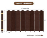 Duraspace 8 Panels Room Divider 6 FT Tall Weave Fiber Privacy Screen Freestanding Double Hinged Folding Screen Extra Wide Room Dividers for Patio Privacy (Brown) DURASPACE