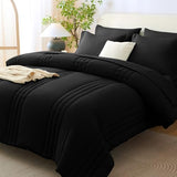 CozyLux King Size Comforter Sets - 7 Piece Bed in a Bag Black Comforter Set with Sheets Luxury Bed Set All Seasons, Soft Bedding Set with Down Alternative Comforter, Sheets, Pillowcases & Shams CozyLux