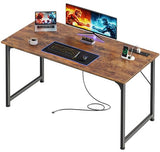 PRAISUN 47 X 20 Inch Office Computer Desk with Power Outlets and USB-C Port, Larger Gaming Desk, for Home Office, Study, Bedroom, Writing Work from Home Table, Metal Frame, Rustic Brown PRAISUN