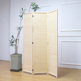 Furnnylane 3 Panel Room Divider and Folding Panel Screen,Bamboo Panel Divider Screen for Room Separation,Beige,67" H x 46" W Furnnylane