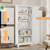 PAOFIN 71" Tall Metal Pantry Storage Cabinet with Doors and 4 Adjustable Shelves, White Kitchen Food Pantry Cabinets, Tall Freestanding Cupboard for Kitchen, Dining Room or Living Room PAOFIN