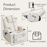 WISHDEER Dual Motor Power Swivel Rocker Recliner Chair for Adults, Rocking Chair Nursery Recliner with Massage and Heat,USB A&C Ports,LED Light,Cup Holders for Living Room Bedroom