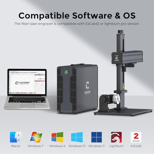 Cloudray 60W MOPA Fiber Laser Engraver, Color Marking, Metal Engraving with 2 F-Theta Lenses, 110x110mm, Laser Engraving Machine, 60,000mW, Class 2, Model CLM60F Cloudray