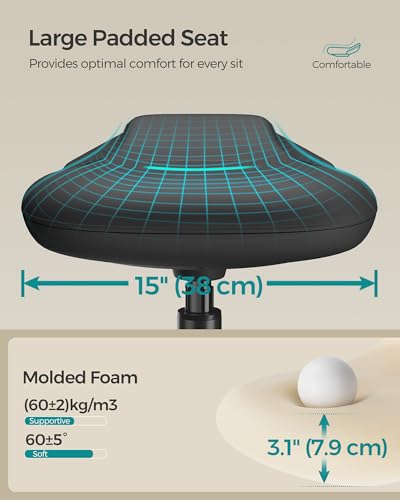 SONGMICS Ergonomic Wobble Stool, Height Adjustable Standing Desk Stool 23.6-33.3 Inches, Swivel Balance Chair with Non-Slip Base, Standing Chair, for Active Sitting, Office, Home, Ink Black UOSC12BK SONGMICS