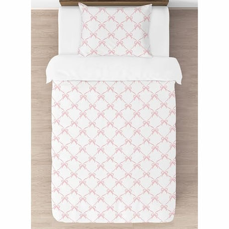 Sweet Jojo Designs 2-Piece Twin Comforter Set (Pink Bows) for Girls, Kids, Teen, College Bed Room incl. Single Size Bedding & Sham (Blush, Bow for The Ballerina, Ballet Dancer, Princess Collection) Sweet Jojo Designs