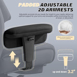 Big and Tall Office Chair 400LBS with Foot Rest & Waist Lumber Support, Ergonomic Gaming Chair with 2D Armrests, High-Back Leather Reclining Executive Chair for Home, Office, Black ChaGeer