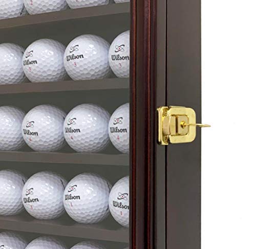 DECOMIL - Solid Wood Golf Ball Display Case Cabinet Wall Rack Holder UV Protection Lockable (Cherry, 49 Golf Ball) DECOMIL