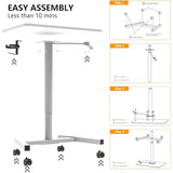 MPETAPT 28-Inch Mobile Standing Desk, Computer Workstations with Cup Holder, Portable Standing Desk with Lockable Wheels, Rolling Table for Home Office Classroom Hospital (Snow-White, Steel Classic) MPETAPT