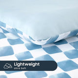 Wake In Cloud - Toddler Bedding Set for Boys Girls, Cute Gingham Grid Checkered, 4 Pieces Soft Crib Bed Set Including Comforter, Sheets and Pillowcase, Blue White Wake In Cloud