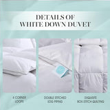 Martha Stewart White Down Feather Comforter Twin Size - 600 Fill Power 100% Cotton Down Duvet Insert, Made in USA, All Season Medium Warmth Comforter with Corner Loops - 68" x 90" Martha Stewart