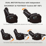 Dual Motor Power Swivel Rocker Recliner Chair for Adults with Heat and Massage,Electric Wall Hugger Glider Rocking Recliner for Nursery Living Room with LED Lights,USB A&C Ports(Brown, Single)