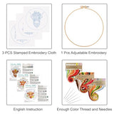 Louise Maelys 3 Sets Embroidery Kits for Beginners,Cross Stitch Kit for Adults,Starters DIY Needlepoint Including Hoop -Highland Cow and Florals Pattern