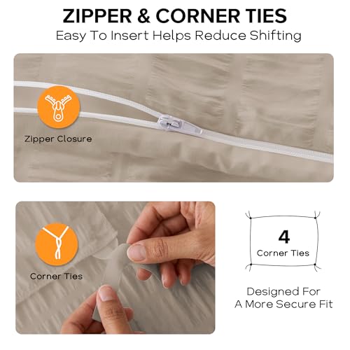 Cozyide Linen Duvet Cover Full Size, 3 Pieces Bedding Duvet Covers, Soft Breathable Seersucker Duvet Cover Set with Zipper Closure and Corner Ties (1 Duvet Cover 80"x90" + 2 Pillow Shams 20"x26") Cozyide