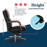 La-Z-Boy Symphony Executive Mid-Back Office Chair, Diamond Quilt Seat and Back, Pocket Coil Cushion, Padded Armrests, Ergonomic Computer DeskChair, Swivel Metal Base, Bonded Leather, Black/Graphite La-Z-Boy