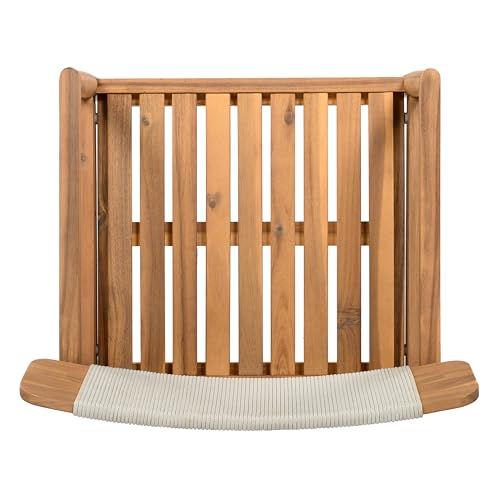 Merax 5 Pieces Patio Dining Sets for 4 People, Outdoor Acacia Wood Furniture Sets, 47.25" Large Round Table & Slatted Dining Chairs for Garden Patio Deck, Teak Look & White Rope Merax