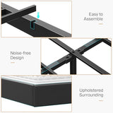 Dnxao King Size Floating Bed Frame with Storage Headboard, Tall 44" Upholstered Platform Bed with Charging Station, Dual-Zone LED Lights, No Box Spring Needed, PU Black Dnxao