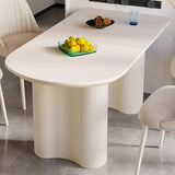 HOTICKME 55.11" Oval Dining Table for 4-6 People, Modern Kitchen Tables with Sturdy Legs, Dinner Tables with 1.88" Thick Tabletop, RectangularTables for Home, Office White HOTICKME