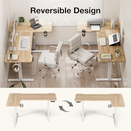 Acrolix 59 Inch L Shaped Standing Desk Adjustable Height, Electric Corner Standing Desk, Sit Stand Computer Table with Reversiable Splice Board,Light Rustic Brown Acrolix
