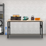 RIQUIPAI Height Adjustable Workbench, 72" x 20" Garage Worktable with 3000Lbs Capacity, 31.5"-39.3" H Workbench with 4 AC Outlets & 2 USB Ports, for Studio, Workshop, Warehouse, Home, Office RIQUIPAI
