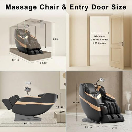 LIYIH Massage Chair Full Body, Zero Gravity Massage Recliner with 12 Fixed Casters, Full Body Airbag Massage, Waist and Leg Heating, Automatic Retractable Footrest, AI Voice Control LIYIH