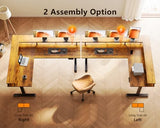 AODK Electric L Shaped Standing Desk, 59 Inch Height Adjustable Stand Up Desk with Power Outlets ＆ Full Monitor Stand, Reversible Corner Desk for Home Office ＆ Computer Workstation, Rustic Brown AODK