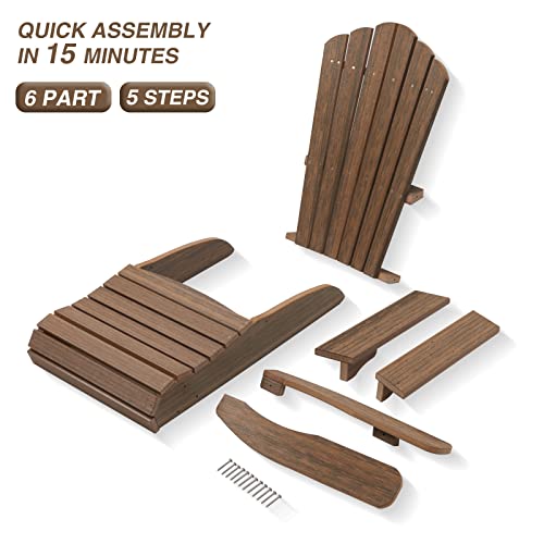 ACUEL Adirondack Chair Outdoor, Oversized Patio Chair Poly Lumber, Weather Resistant & Heavy Duty, Fire Pits Chair for Porch, Poolside, Lawn, Backyard and Garden, 350lbs Capacity (Light Brown) ACUEL