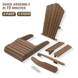 ACUEL Adirondack Chair Outdoor, Oversized Patio Chair Poly Lumber, Weather Resistant & Heavy Duty, Fire Pits Chair for Porch, Poolside, Lawn, Backyard and Garden, 350lbs Capacity (Light Brown) ACUEL